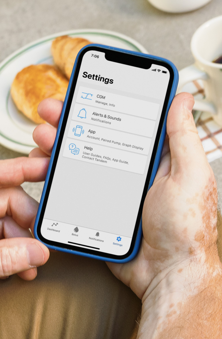 Manage and view CGM info under Settings on the mobile app