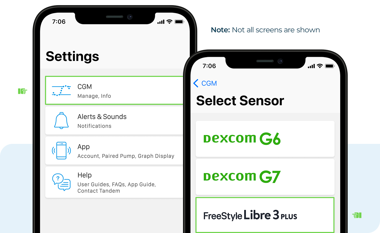 Mobile App Screen Showing Settings and Select a Sensor