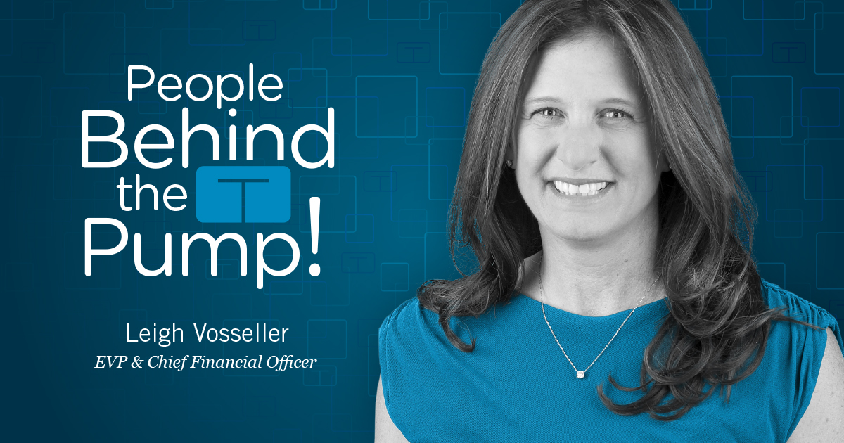 Leigh Vosseller, EVP & Chief Financial Officer. People behind the pump. Graphic.