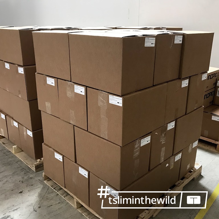  First pallet of insulin pumps outside of United States.
