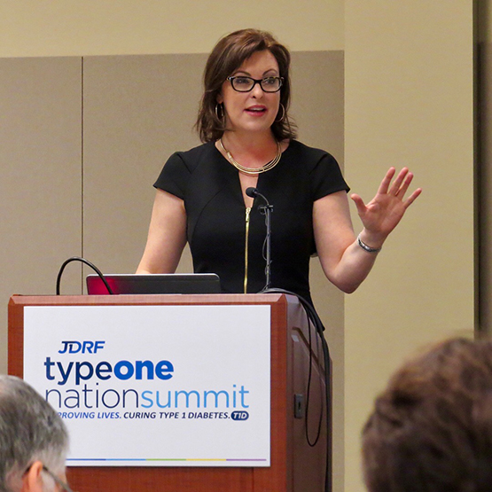 Nicole Johnson speaking at a JDRF type 1 nation summit