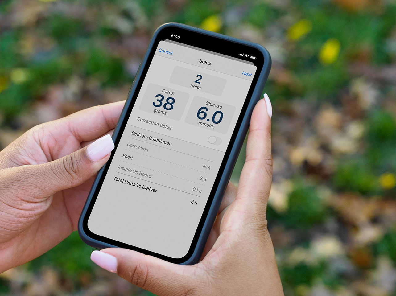 Mobile Bolus Screen on mobile app